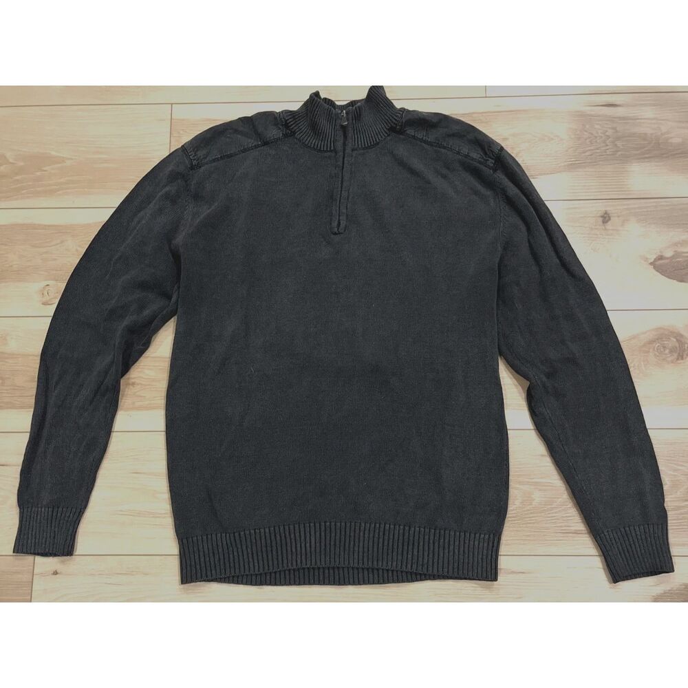 Method Sweater Mens Adult XXL Dark Gray Ramie Cotton 1/4 Zip Mock Neck‎  EUC